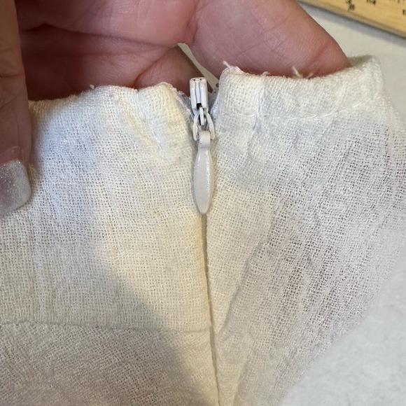 Doe & Rae Cream Lace Linen Cotton Cottage Coquette halter mini Dress Small boho - Picture 9 of 14